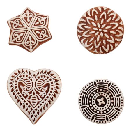 Set of 4 Piece New Mix Wooden Printing Block